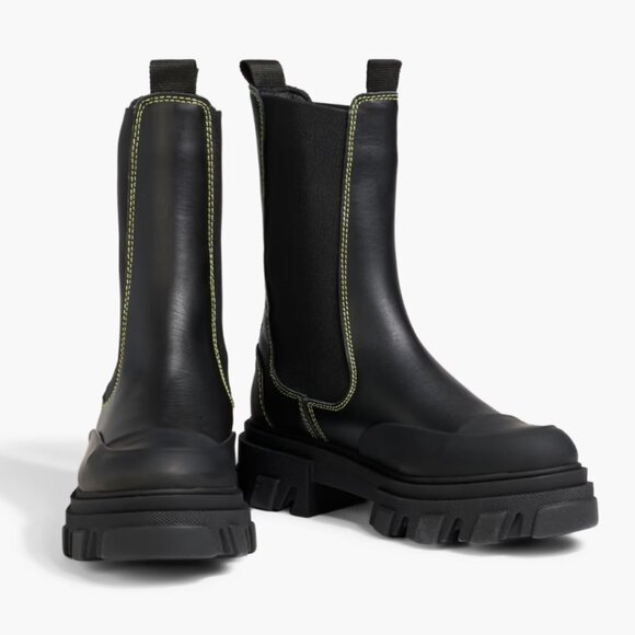 GANNI black Leather Chelsea Boots size EU40/ 9-9.5 Women's. NIB New in Box - Picture 2 of 4
